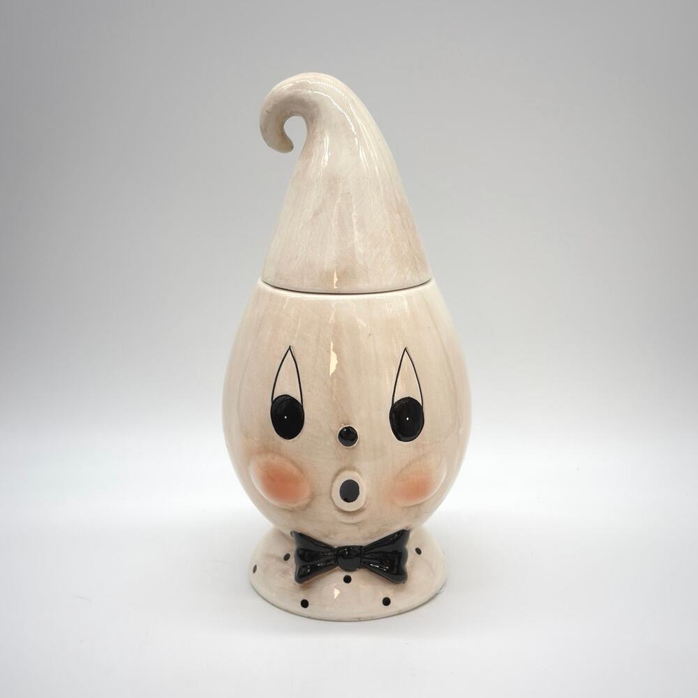 Johanna Parker Ghost Boo Cookie Jar Canister Gus Bow Tie Halloween Decor NEW